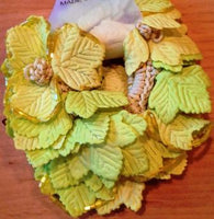 Green Flower Scrunchies with Beads (Qty2)