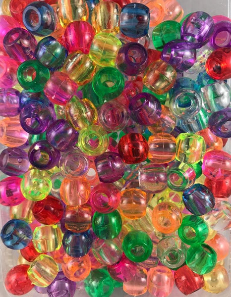 240pk Medium Hair Beads Multi-color translucent