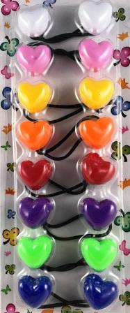 Assorted color heart hair bobbles