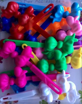 multicolor bow barrettes for kids