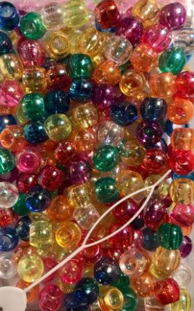 multicolor translucent medium hair beads with sheen