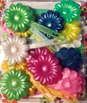 neon flower barrette mix
