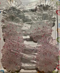red and clear glitter flower barrettes