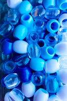 Shades of blue barrel hair beads