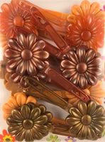 shades of brown flower kids barrettes