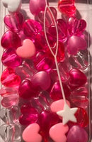 Shades of pink heart hair beads
