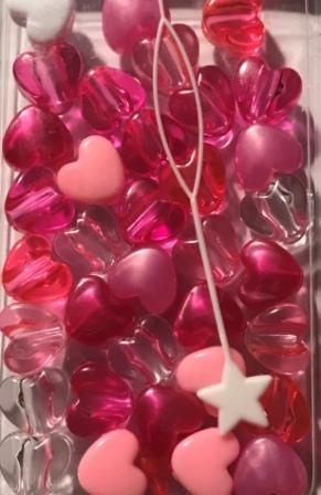 Shades of pink heart hair beads