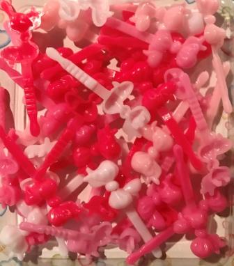 mini pink and white bow barrettes