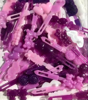 mini shades of purple shaped barrettes