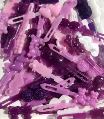 mini shades of purple shaped barrettes
