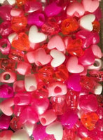 Small Shades of Pink Heart Hair Beads