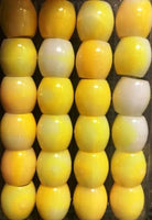 Barrel Hair Beads - Yellow Tie Dye - extra large hole