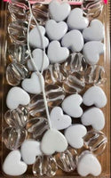 White and clear heart hair beads