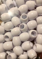 White Barrel Hair Beads
