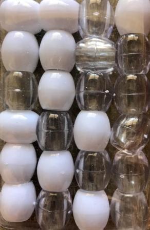 Clear and White Barrel ahir beads